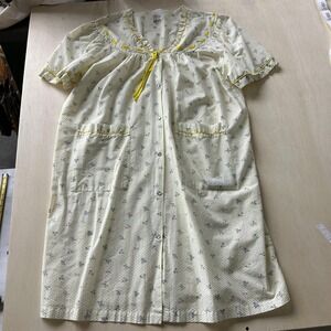 Bernette Robe Womens 2X Yellow Floral Short Sleeve Button Front Lounge Sleepwear